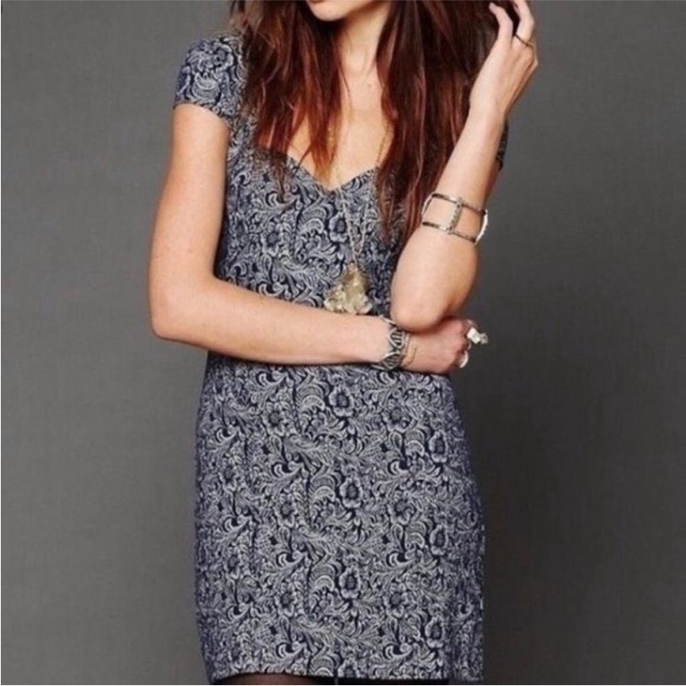 13) Free People Intimately - Floral Brocade Mini Dress NWOT